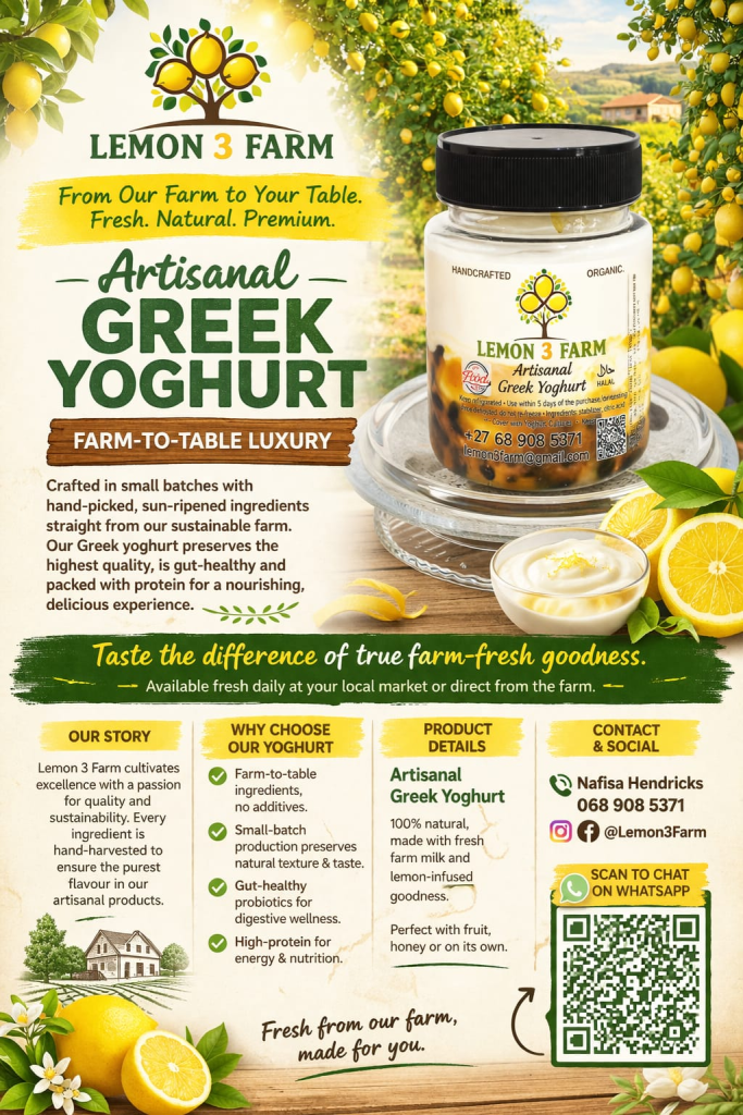 Lemon 3 Farm Artisanal Greek Yoghurt poster